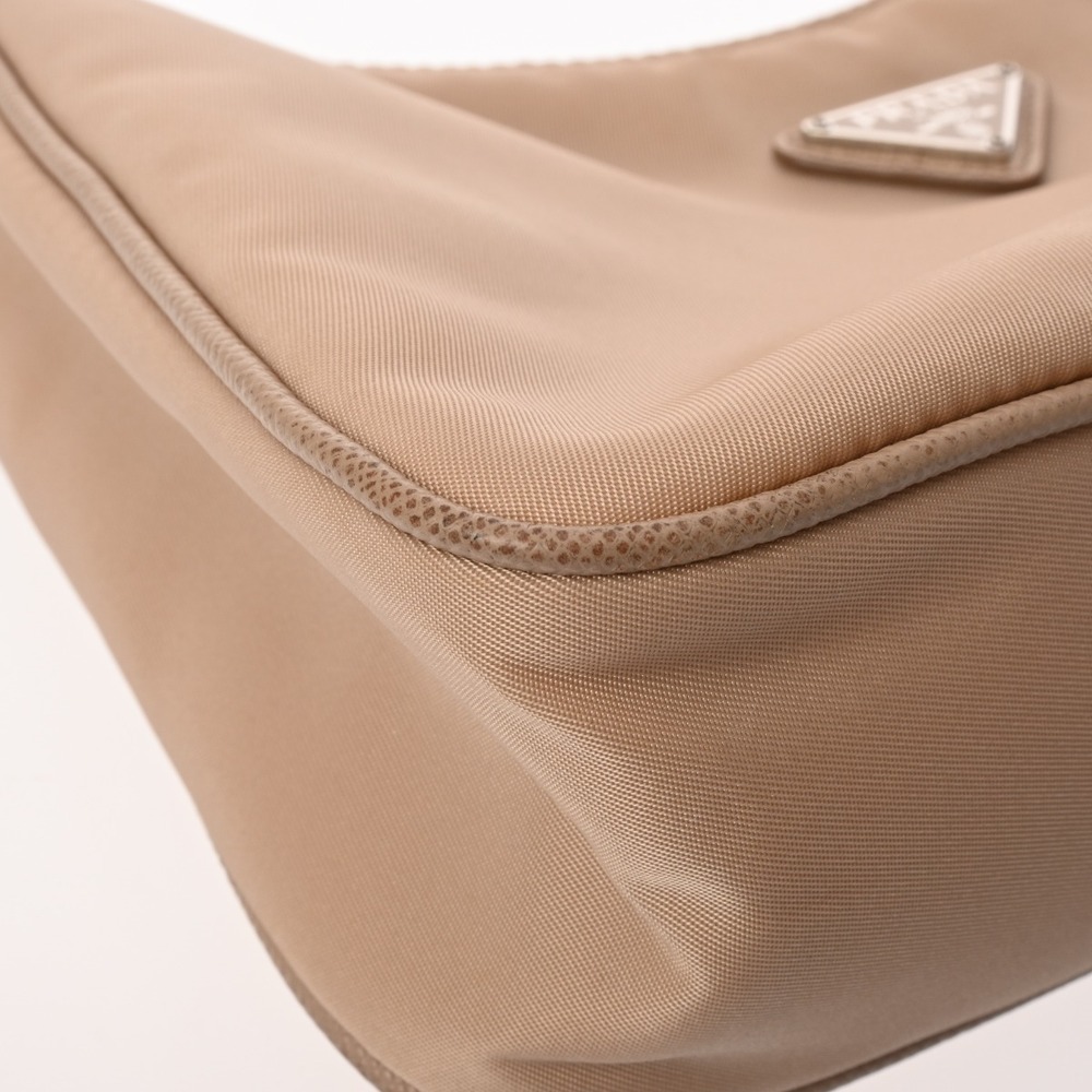 Prada Shoulder Bag Beige Nylon Saffiano Leather - Picture 5 of 9